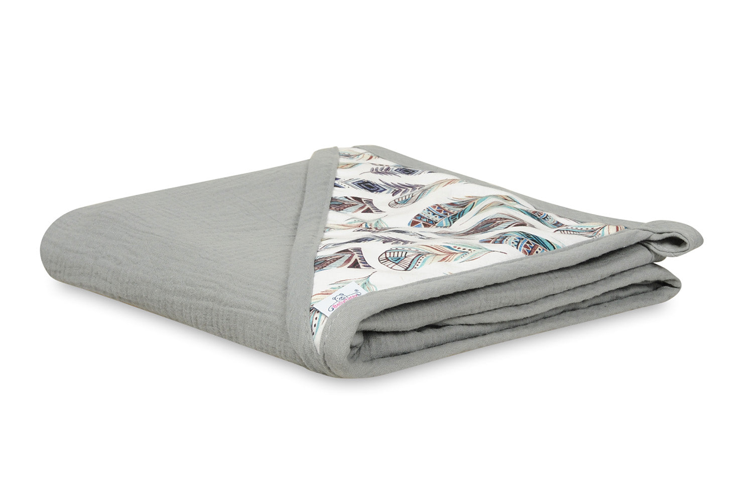 BabyMatex prosop de baie MUSLIN DESIGN cu gluga 85x85 cm Gri cu stil indian