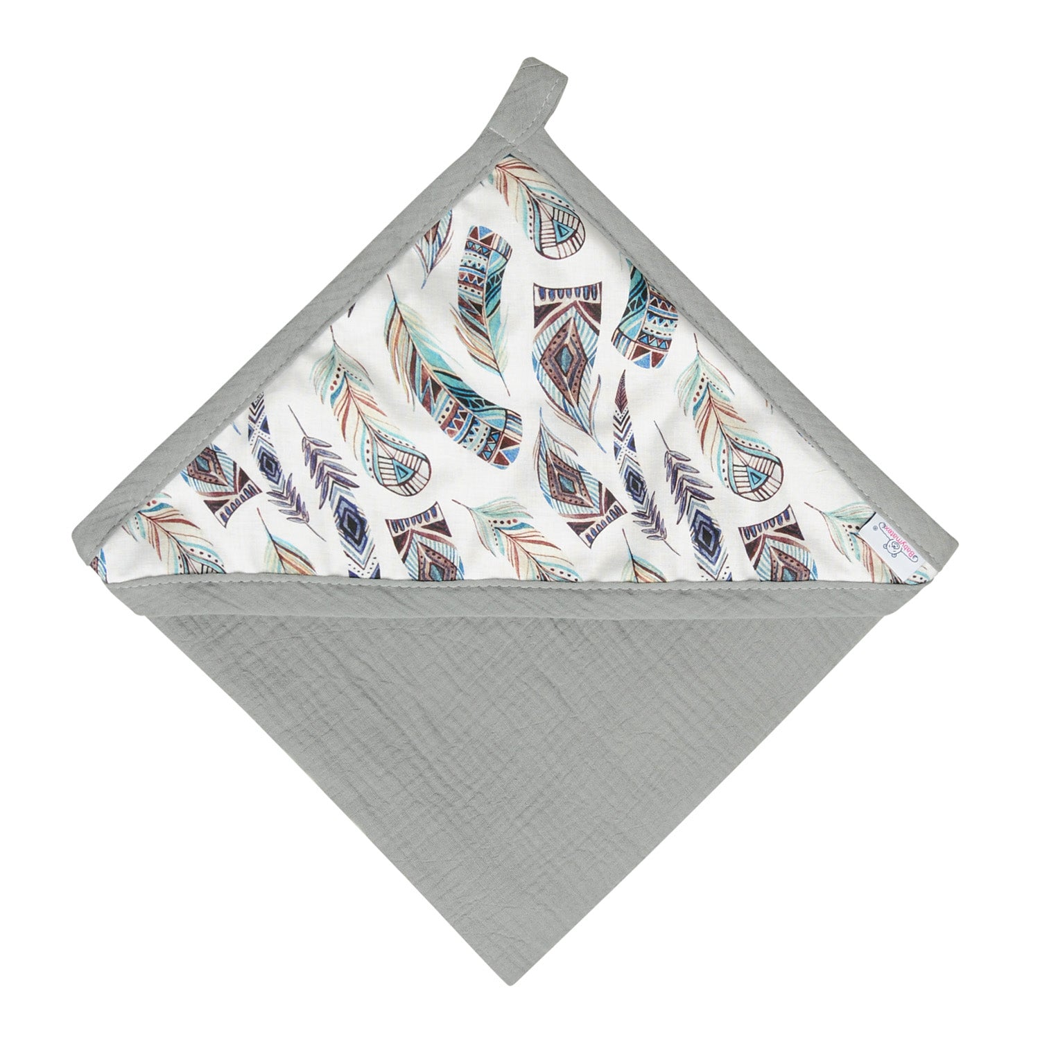 BabyMatex prosop de baie MUSLIN DESIGN cu gluga 85x85 cm Gri cu stil indian