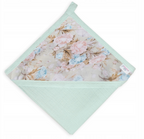 BabyMatex prosop de baie MUSLIN DESIGN cu gluga 85x85 cm Menta cu flori