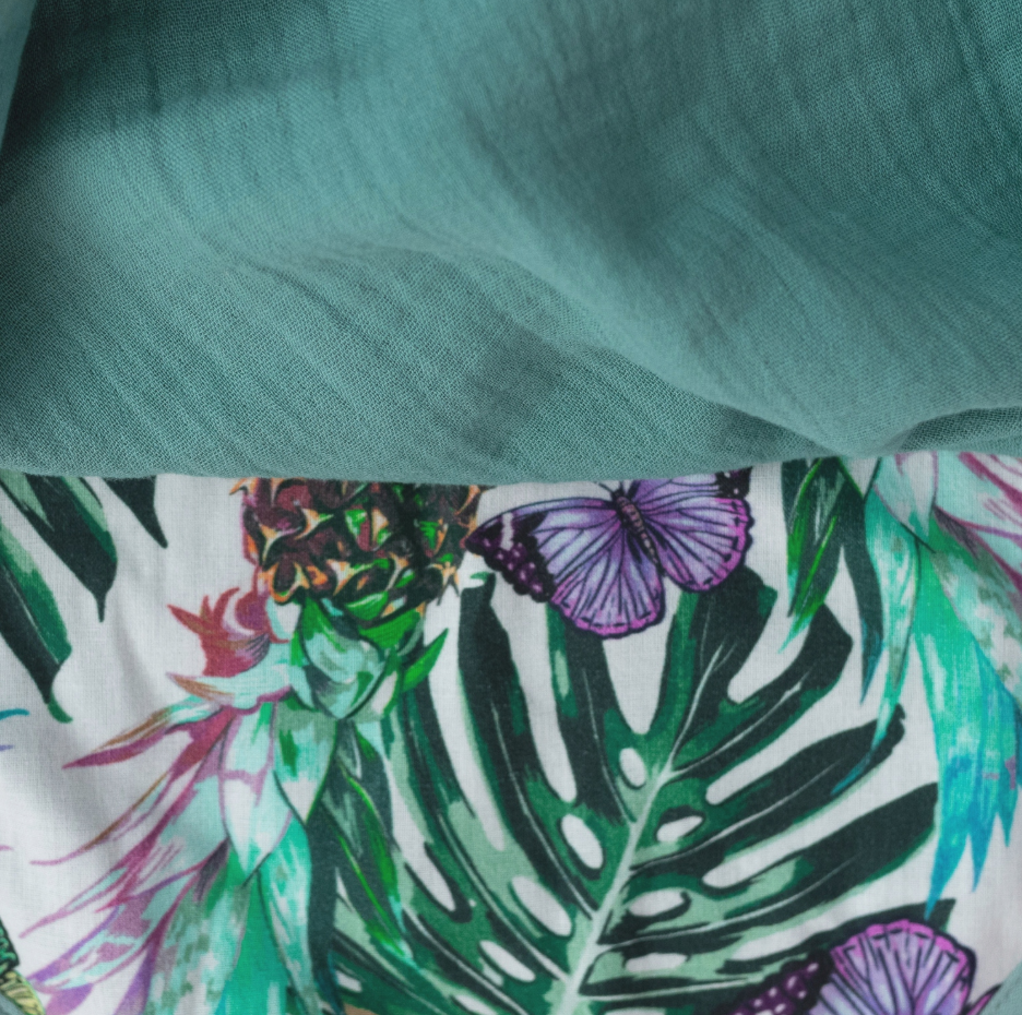 BabyMatex prosop de baie MUSLIN DESIGN cu gluga 85x85 cm Verde cu stil tropical