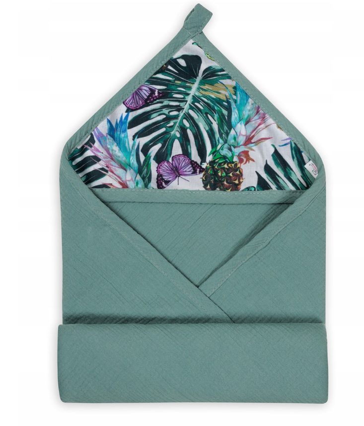 BabyMatex prosop de baie MUSLIN DESIGN cu gluga 85x85 cm Verde cu stil tropical