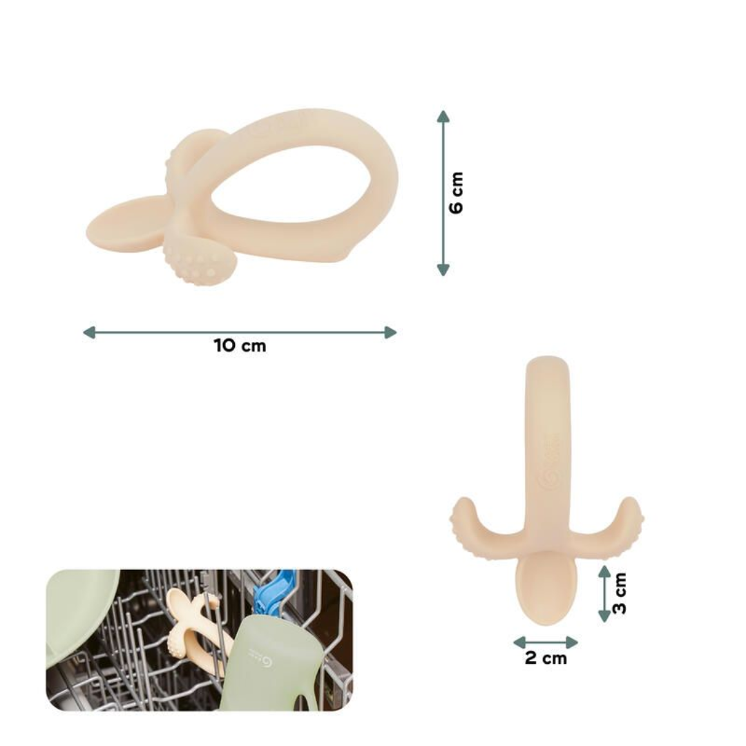 Babymoov lingurita bebe 2in1 din silicon, pentru diversificare si dentitie 4m+