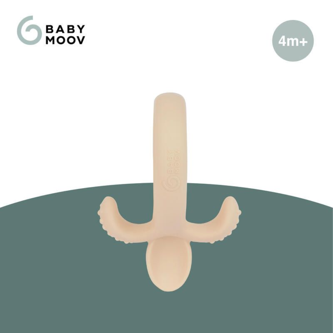 Babymoov lingurita bebe 2in1 din silicon, pentru diversificare si dentitie 4m+