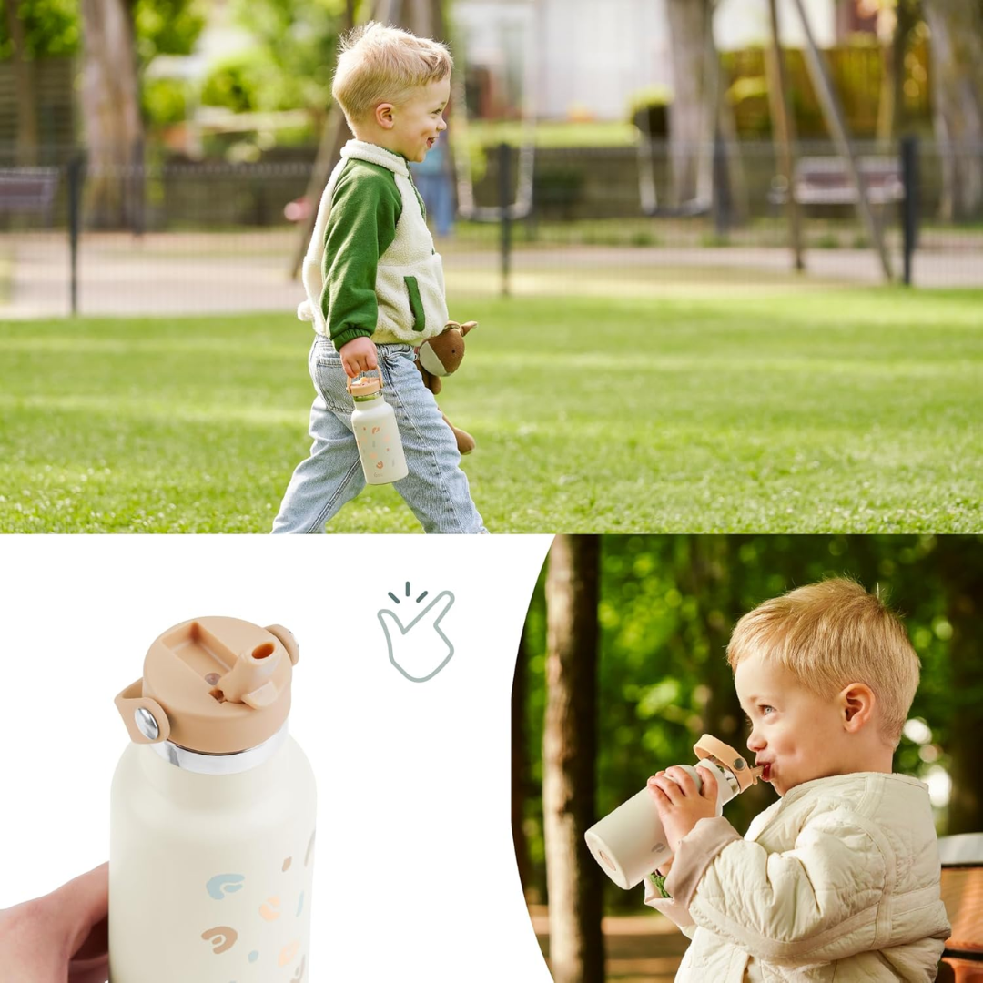Babymoov sticla termoizolanta din inox Little Explorer 12m+ Animal Print Ivory