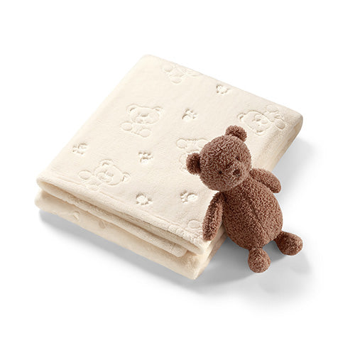 Baby Ono patura moale cu jucarie plus 75x100 cm Crem cu ursulet Imagine secundară a produsului