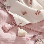 Baby Ono patura muselina 75x100 cm Roz cu frunzulite