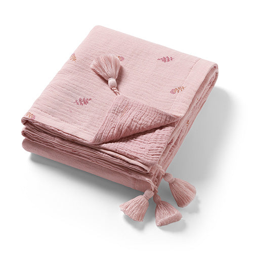 Baby Ono patura muselina 75x100 cm Roz cu frunzulite