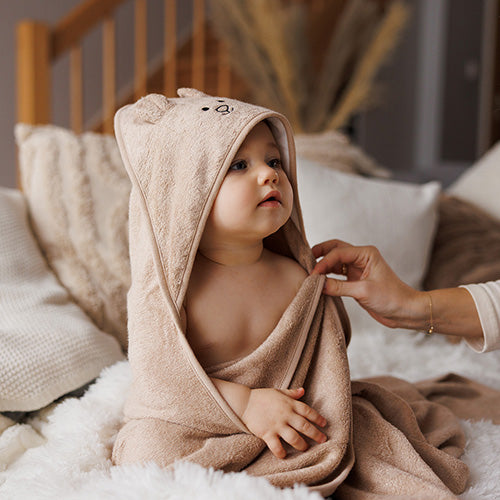 Baby Ono prosop cu gluga din bambus 100x100 cm 0m+ Beige soricel