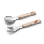 Baby Ono set tacamuri din otel inoxidabil 12m+ Beige cu ursulet