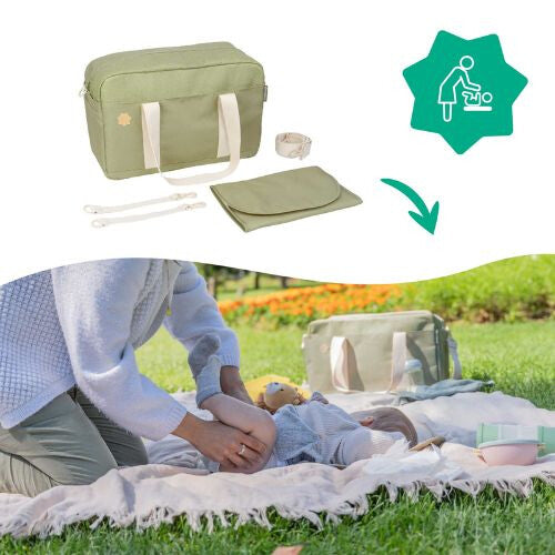 Badabulle geanta mamici pentru scutece tip bowling 0m+ Olive Imagine secundară a produsului