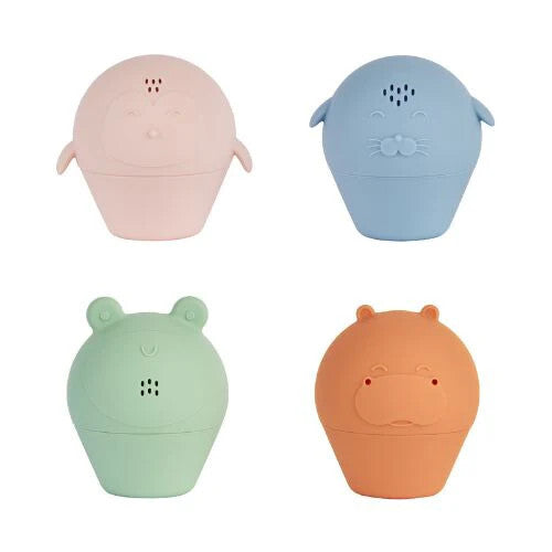 Badabulle set de 4 jucarii de baie stropitoare din silicon 0m+ Imagine principală a produsului