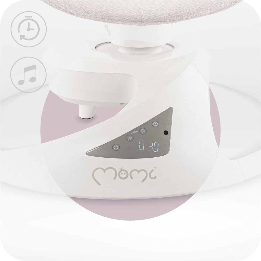 Momi balansoar electric PEARL cu sezut rotativ 360 grade 0-9 kg Grey