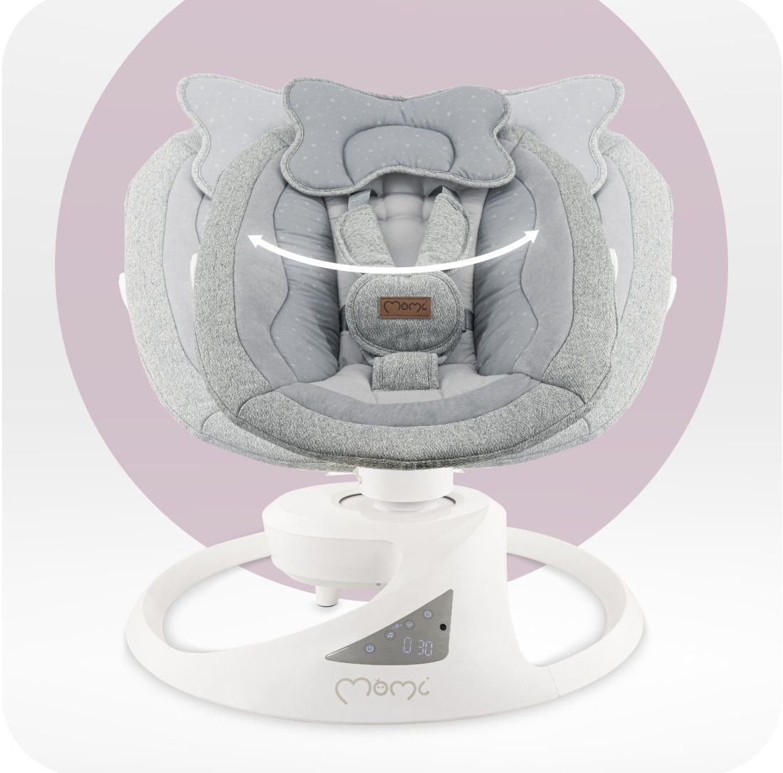 Momi balansoar electric PEARL cu sezut rotativ 360 grade 0-9 kg Grey