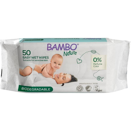 Bambo Nature Servetele umede biodegradabile 50 bucati 0m+ Imagine principală a produsului
