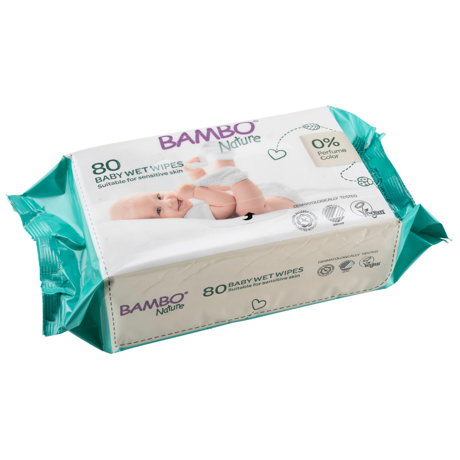 Bambo Nature Servetele umede Ecolabel 80 bucati 0m+