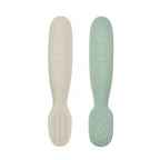 Beaba set 2 linguri silicon 4m+ Sage Green/Velvet Grey