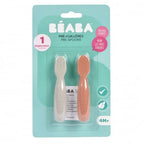 Beaba set 2 linguri silicon 4m+ Terracotta/Velvet Grey