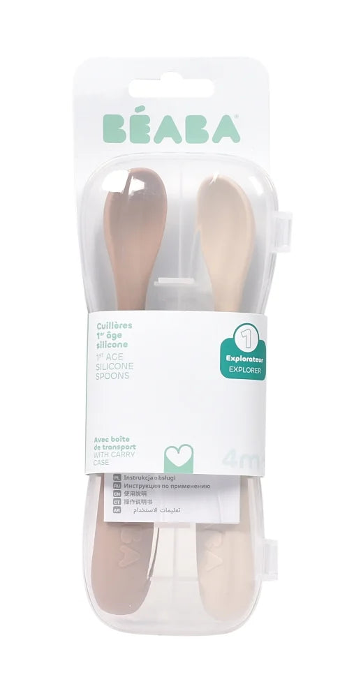 Beaba set 2 lingurite silicon 4m+ Clay