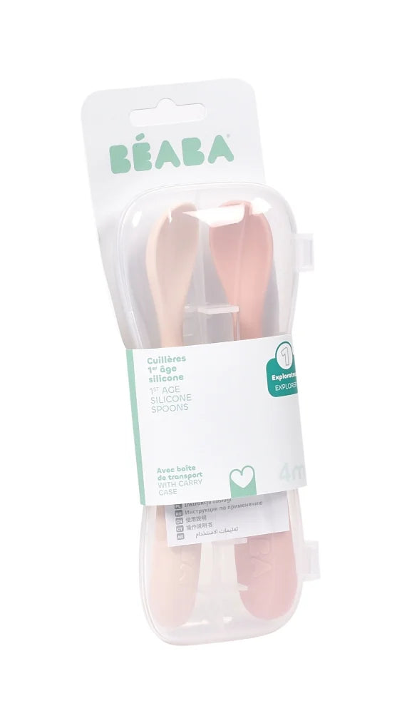 Beaba set 2 lingurite silicon 4m+ Cotton