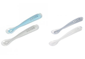 Beaba set 2 lingurite silicon cu cutie de transport 4m+, 01
