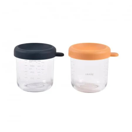 Beaba set 2 recipiente sticla 250 ml Night Blue/Honey