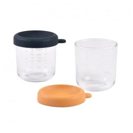 Beaba set 2 recipiente sticla 250 ml Night Blue/Honey