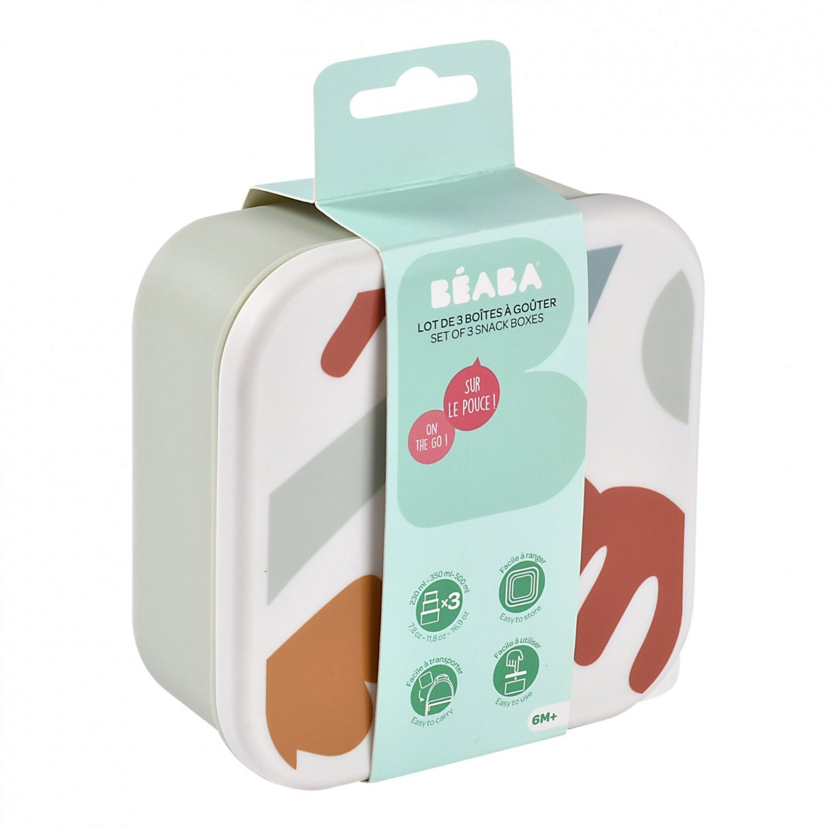 Beaba set 3 caserole pentru gustari Playful 6m+ 