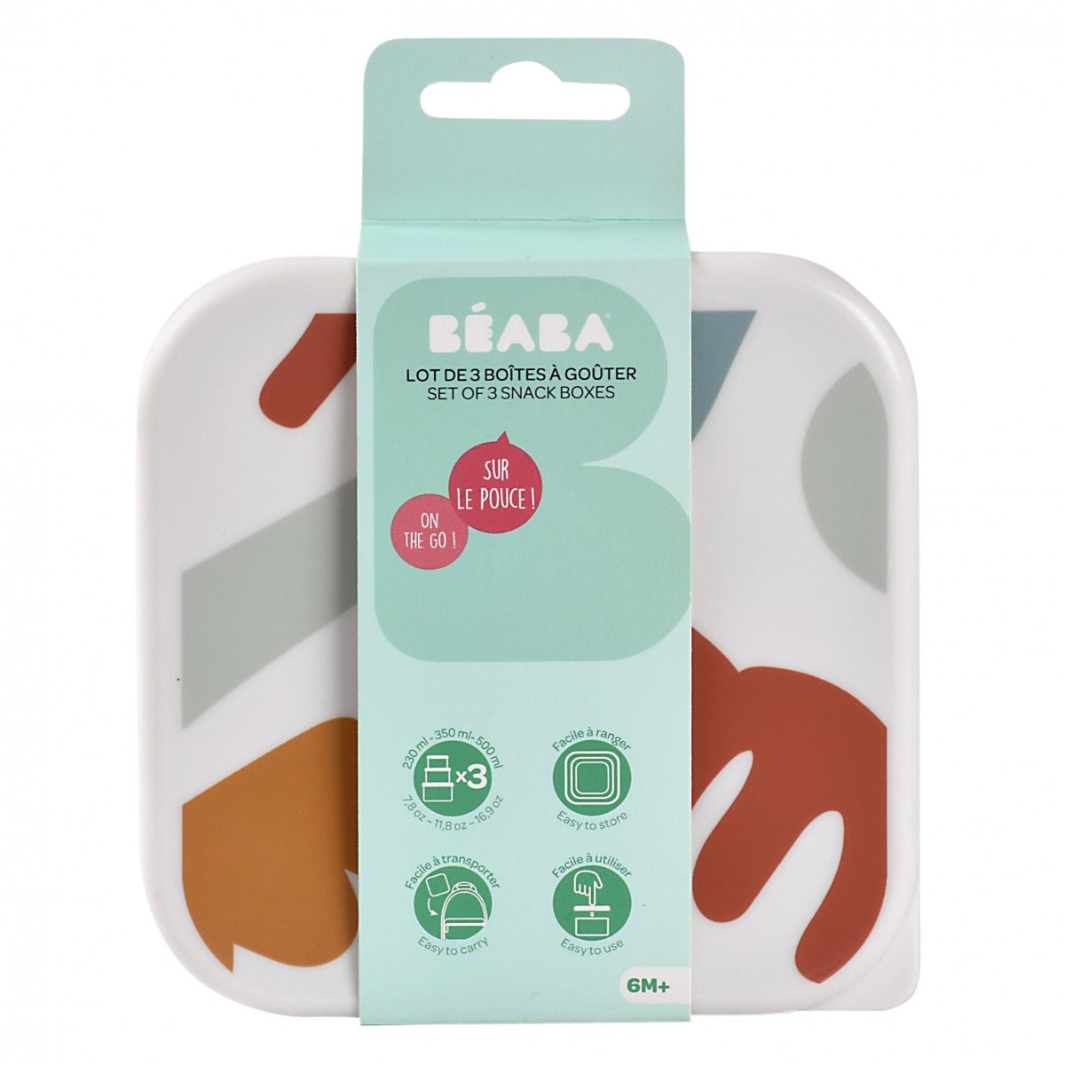 Beaba set 3 caserole pentru gustari Playful 6m+ 