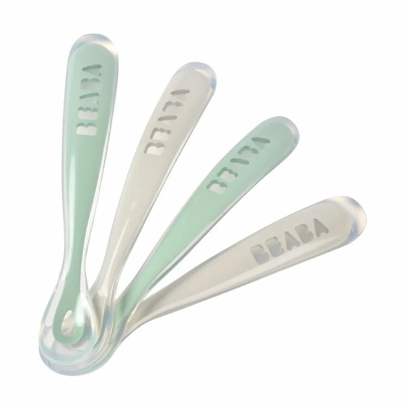 Beaba set 4 lingurite silicon 4m+, Sage Green Imagine principală a produsului