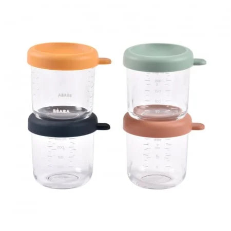 Beaba set 4 recipiente sticla 250 ml Sunrise Colormix