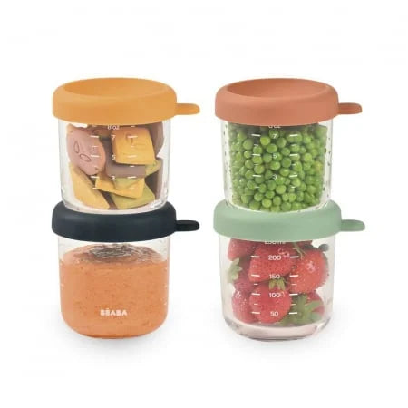 Beaba set 4 recipiente sticla 250 ml Sunrise Colormix