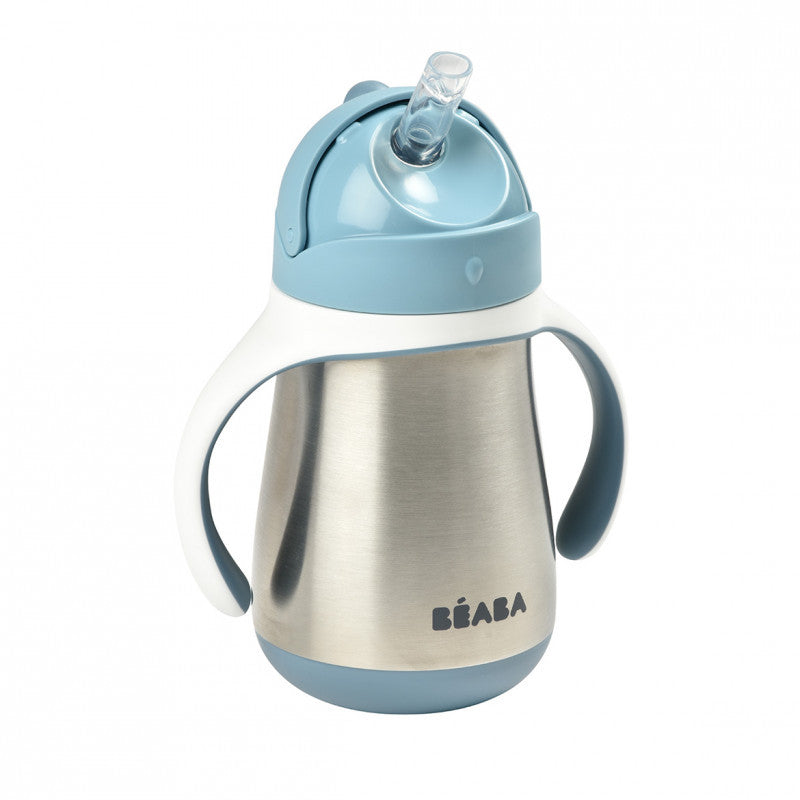Beaba canita inox cu pai de 250 ml pentru 8m+, Albastru 01