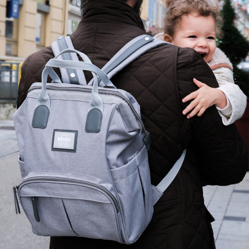 Beaba geanta mamici rucsac de infasat Wellington 0m+, Heather Grey Imagine secundară a produsului