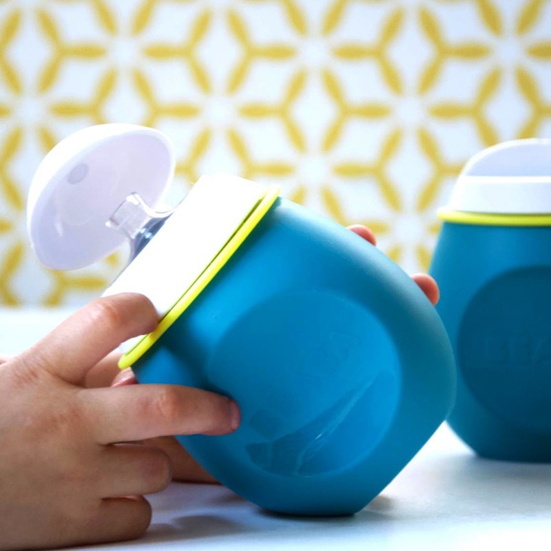 Beaba recipient alimente silicon Squeez 2in1 de 180 ml 6m+, Albastru