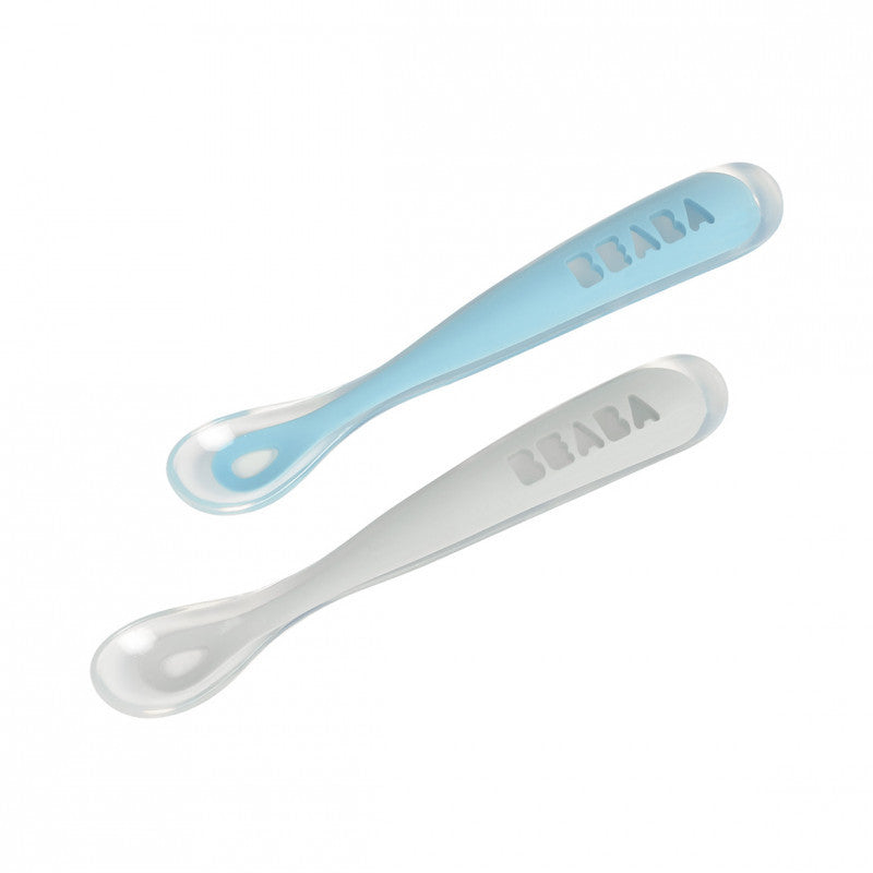 Beaba set 2 lingurite silicon cu cutie de transport 4m+ 02