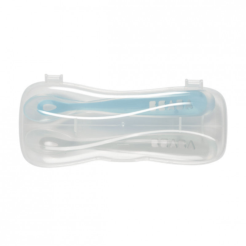 Beaba set 2 lingurite silicon cu cutie de transport 4m+ Imagine secundară a produsului