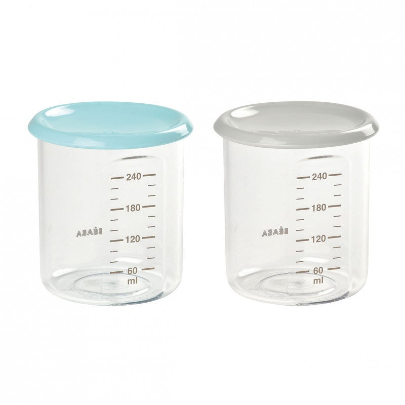 Beaba set 2 recipiente ermetice din Tritan 240 ml, Bleu 01