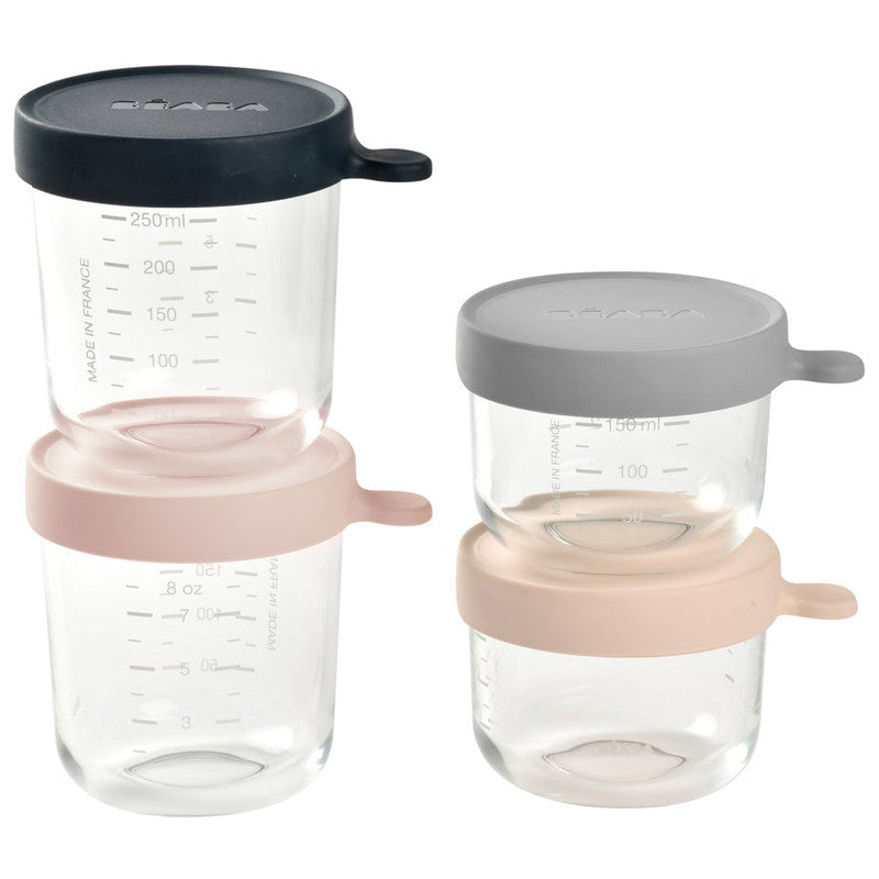 Beaba set 4 recipiente sticla 150/250 ml 4m+, Pink B912997
