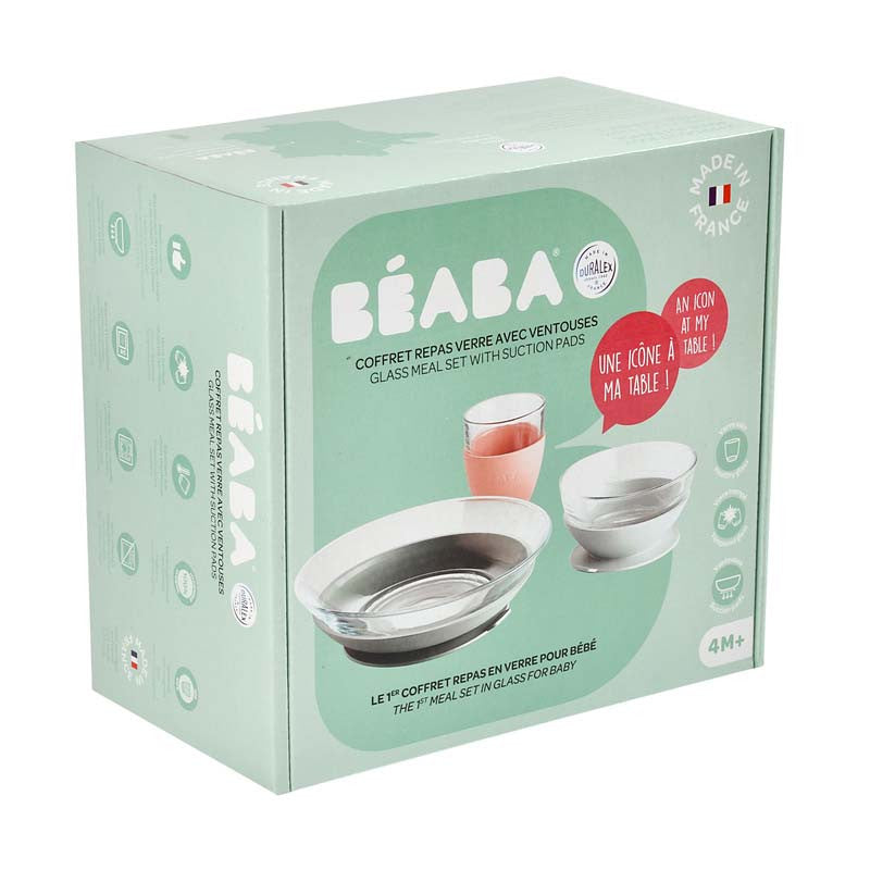 Beaba set de masa 3 piese din sticla DURALEX cu suport 03