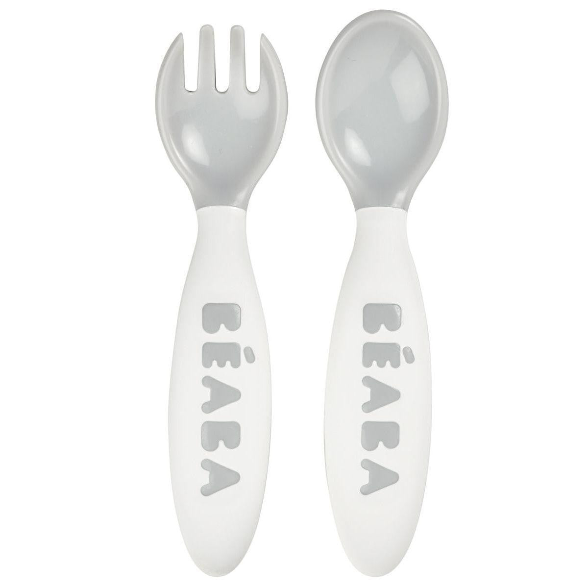 Beaba set lingurita si furculita ergonomica, Gri  B913470 01