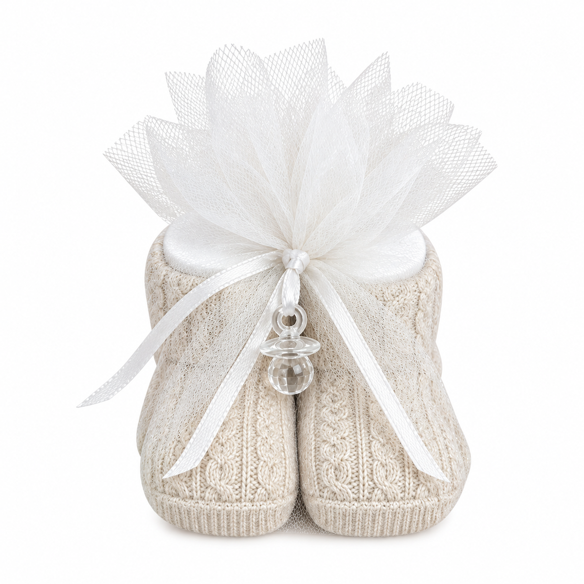 Soffi Baby sosete pentru cadou nou-nascuti cu ambalaj decorativ din tul 0m+ 1 buc. Beige Imagine principală a produsului