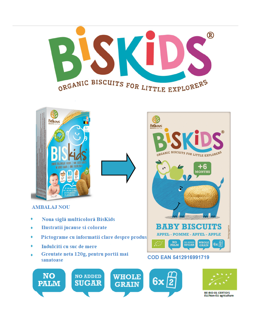 Belkorn biscuiti pentru copii Bio BISkids fara zahar 6m+