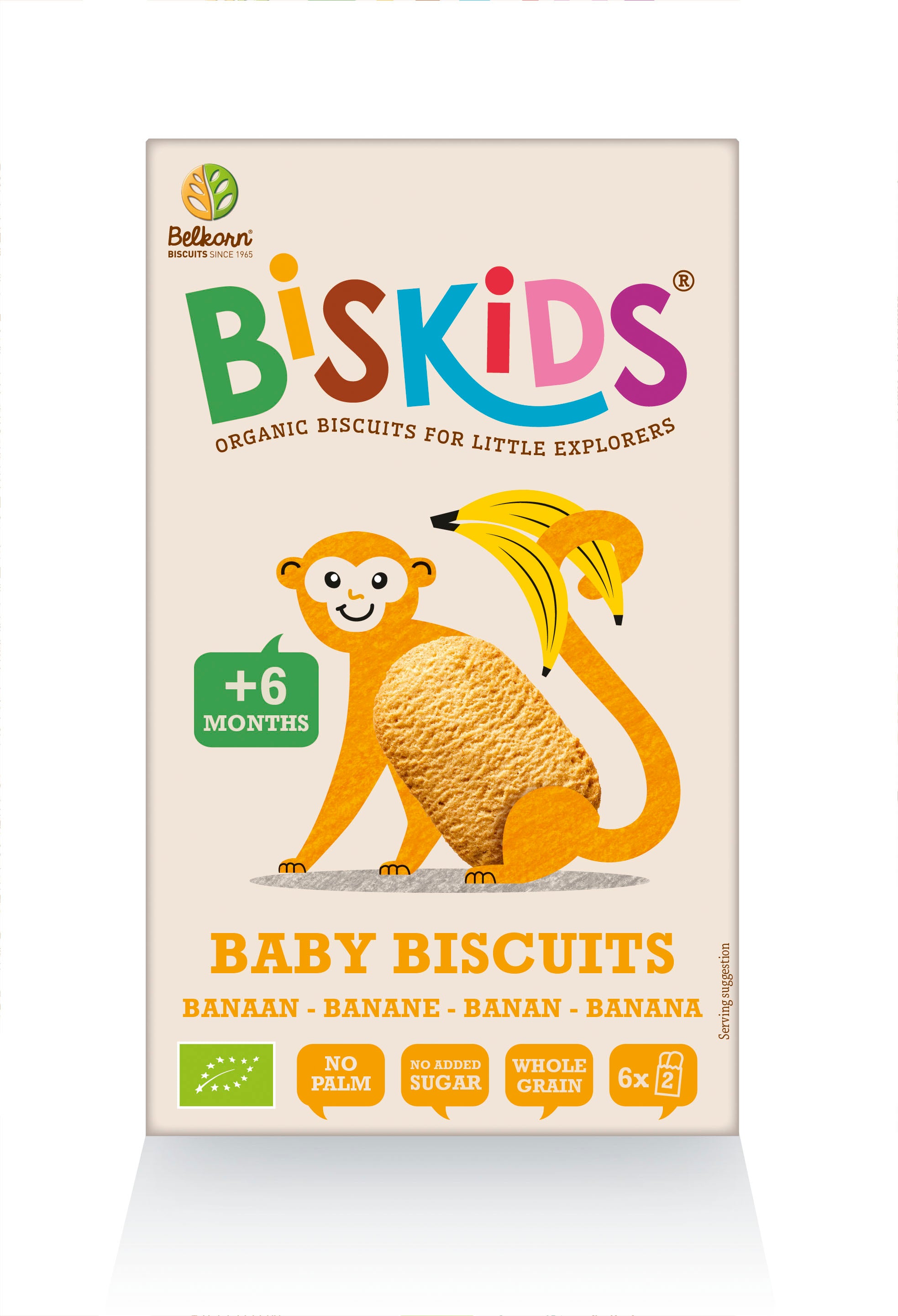 Belkorn biscuiti pentru copii BISKIDS cu banane fara zahar 6m+, 