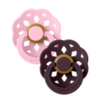 Bibs 2 suzete latex tip cherry Boheme 0-6 luni Baby Pink/Plum
