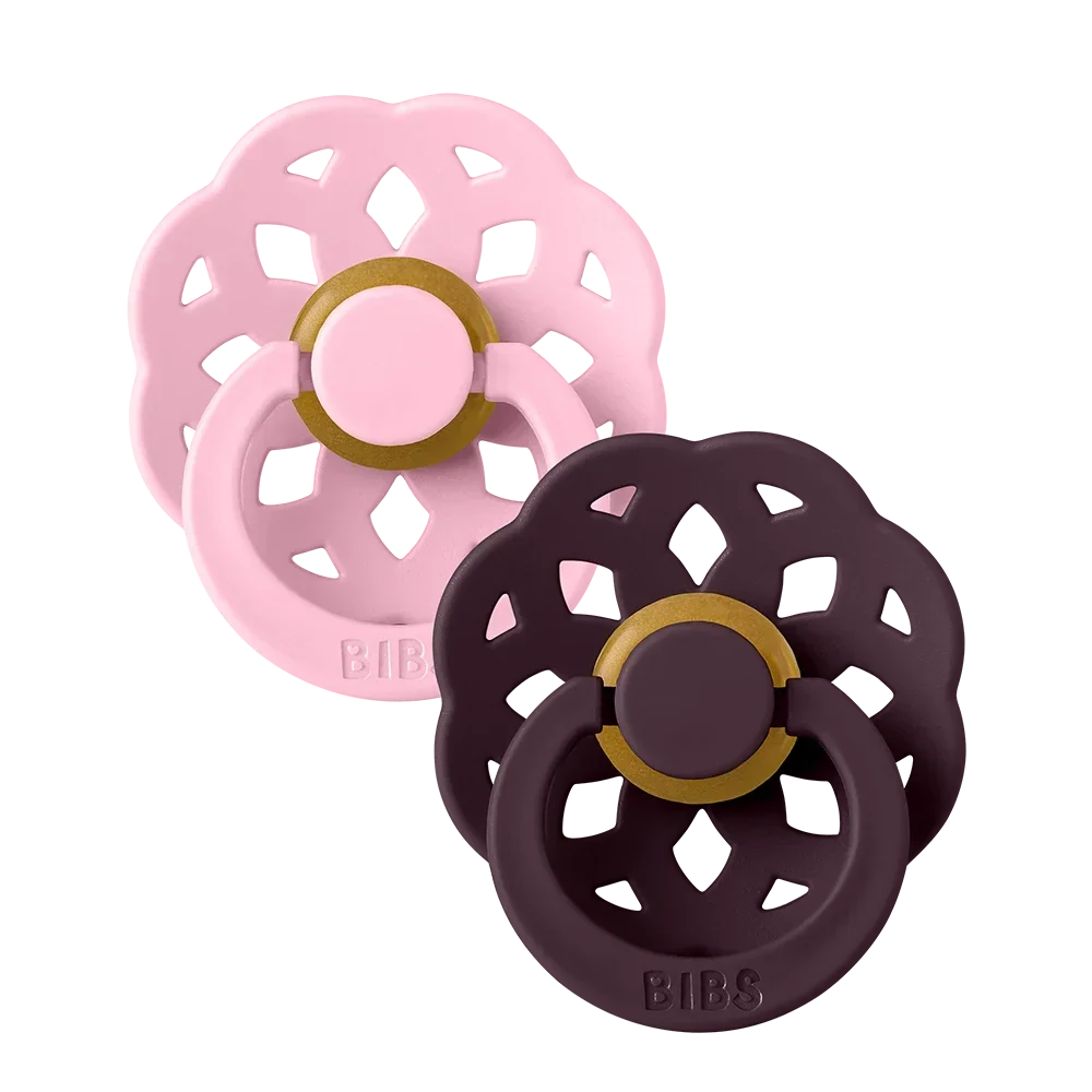 Bibs 2 suzete latex tip cherry Boheme 0-6 luni Baby Pink/Plum