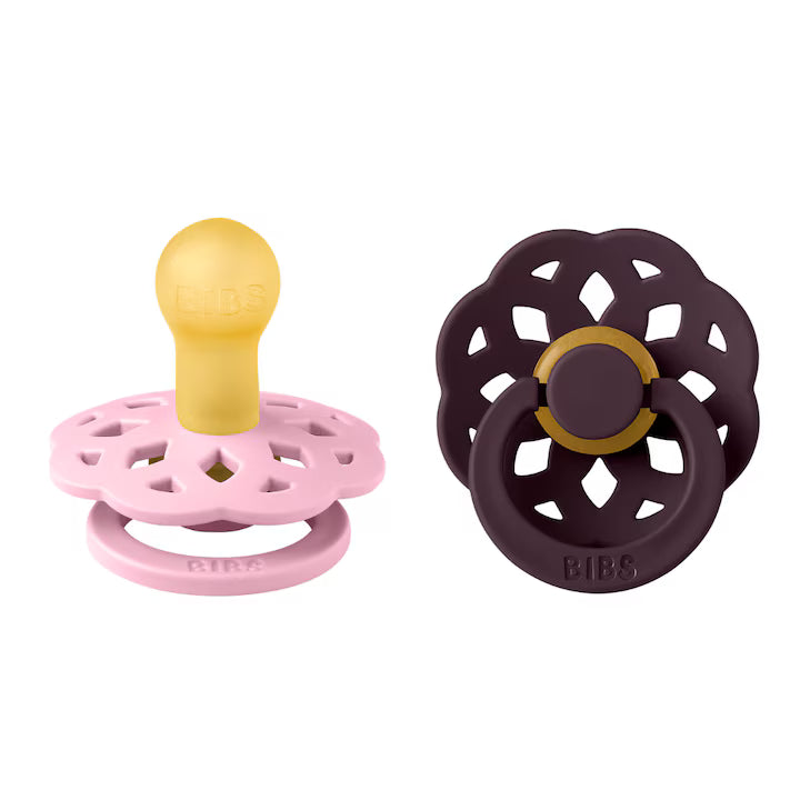 Bibs 2 suzete latex tip cherry Boheme 0-6 luni Baby Pink/Plum Imagine principală a produsului