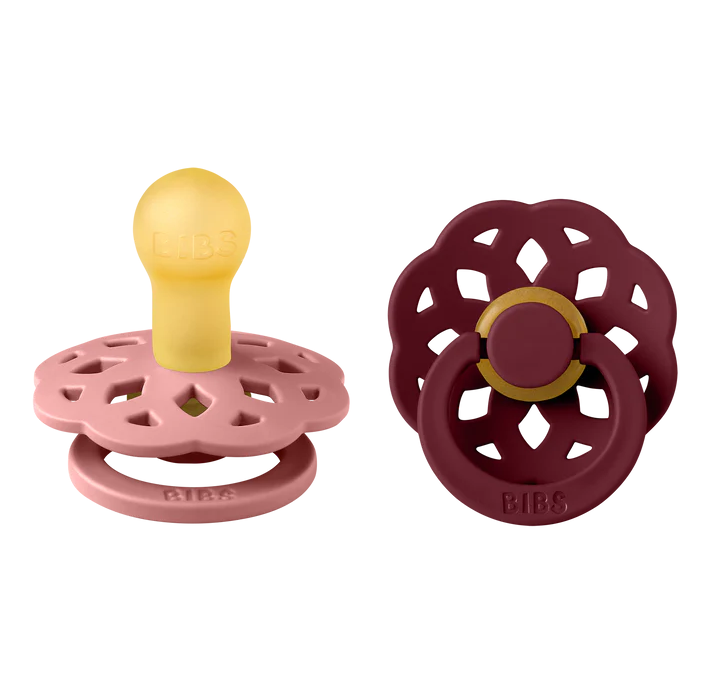 Bibs 2 suzete latex tip cherry Boheme 0-6 luni, Dusty Pink/Elderberry