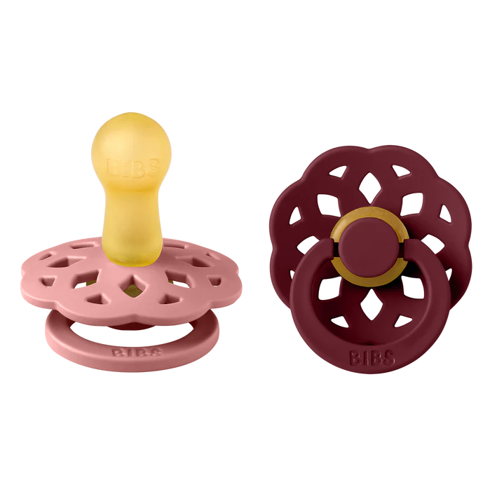 Bibs 2 suzete latex tip cherry Boheme 6-18 luni, Dusty Pink/Elderberry