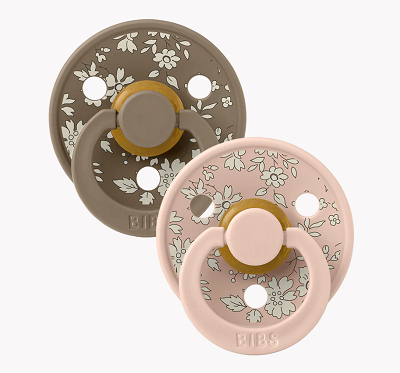 Bibs 2 suzete latex tip cherry Colour Capel X LIBERTY 0-6 luni Dark Oak/Blush