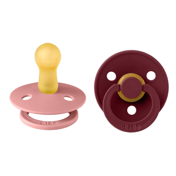Bibs 2 suzete latex tip cherry Colour Collection 0-6 luni, Dusty Pink/Elderberry